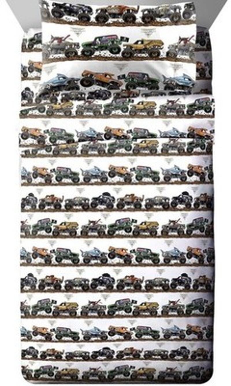 Monster Jam Jay Franco Kids Sheet Set with Fitted, Flat Sheets & Pillow Cover